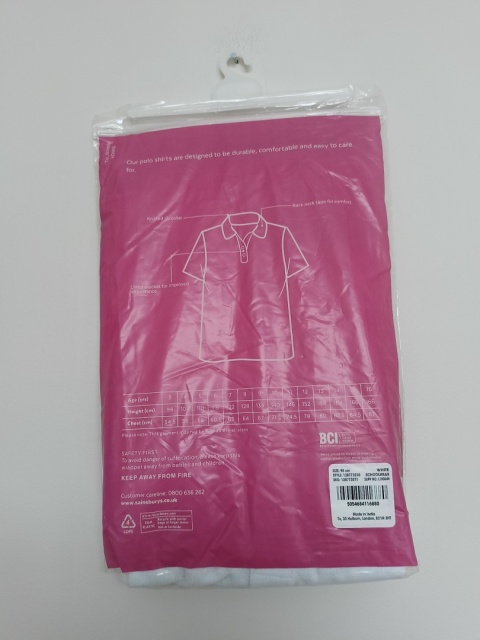 3-pak koszulek polo dziecięcych Tu School białe, krótki rękaw – 3 lata (98 cm)