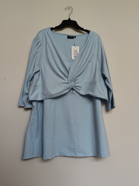 Bluzka Zizzi Niebieska z Wiązaniem – Rękaw 3/4, Rozmiar L, Bawełna z Elastanem