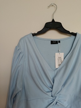 Bluzka Zizzi Niebieska z Wiązaniem – Rękaw 3/4, Rozmiar L, Bawełna z Elastanem