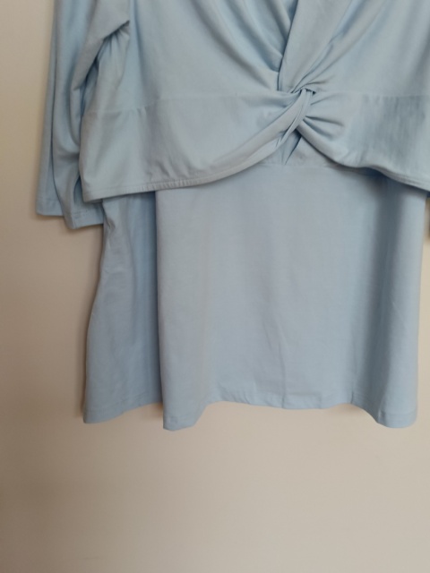 Bluzka Zizzi Niebieska z Wiązaniem – Rękaw 3/4, Rozmiar L, Bawełna z Elastanem