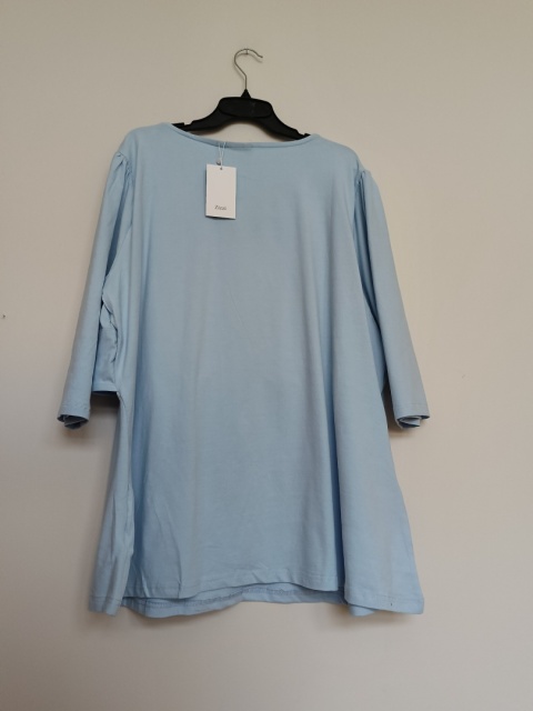 Bluzka Zizzi Niebieska z Wiązaniem – Rękaw 3/4, Rozmiar L, Bawełna z Elastanem