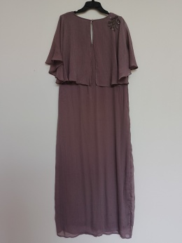 Elegancka długa sukienka Zizzi z ozdobną aplikacją – kolor wrzosowy, rozmiar S (42/44)