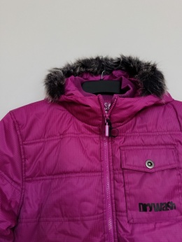 Kurtka zimowa damska Drywash fioletowa z kapturem, ocieplana M