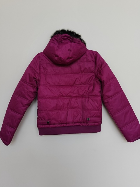 Kurtka zimowa damska Drywash fioletowa z kapturem, ocieplana M