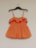 Pomarańczowy top z falbaną na ramiączkach – OBJECT – rozmiar M