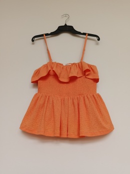 Pomarańczowy top z falbaną na ramiączkach – OBJECT – rozmiar M