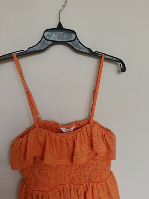 Pomarańczowy top z falbaną na ramiączkach – OBJECT – rozmiar M