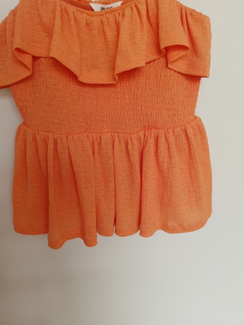 Pomarańczowy top z falbaną na ramiączkach – OBJECT – rozmiar M