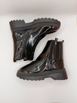 River Island – Lakierowane Botki Dziewczęce, Czarne, Rozmiar 29 (wkładka ok. 19 cm) – Nowe bez metki