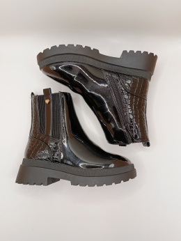 River Island – Lakierowane Botki Dziewczęce, Czarne, Rozmiar 29 (wkładka ok. 19 cm) – Nowe bez metki