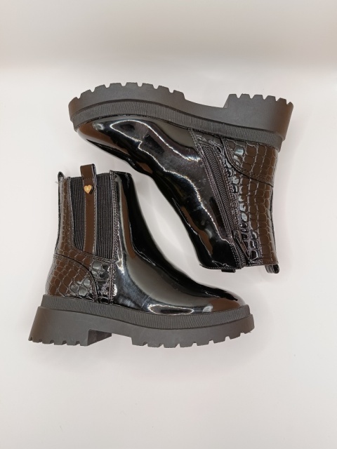 River Island – Lakierowane Botki Dziewczęce, Czarne, Rozmiar 29 (wkładka ok. 19 cm) – Nowe bez metki