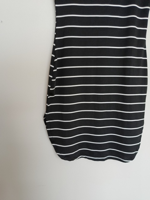 SHEIN – czarna sukienka w paski z kołnierzykiem rozmiar M