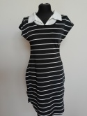 SHEIN – czarna sukienka w paski z kołnierzykiem rozmiar M