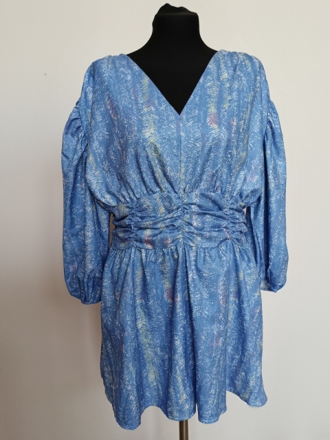 Sukienka Wellin M – niebieska, drapowana