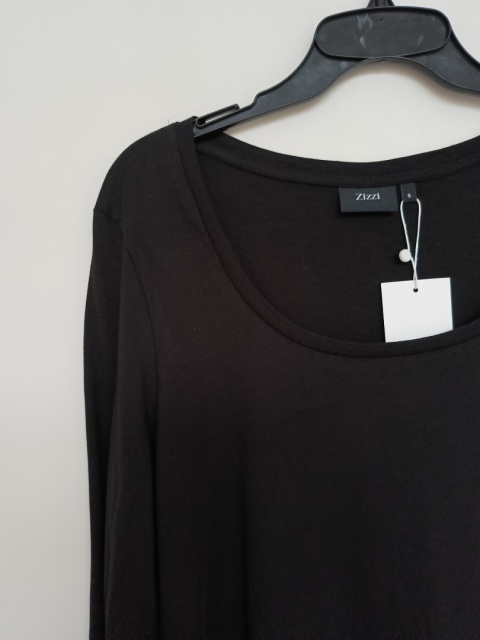ZIZZI – Czarna bluzka z długim rękawem S • 100% bawełna • klasyczna i wygodna