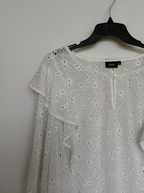 Zizzi biała bluzka ażurowa M – delikatna, kobieca
