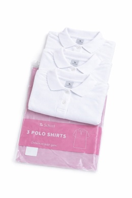 3-pak koszulek polo dziecięcych Tu School białe, krótki rękaw – 3 lata (98 cm)