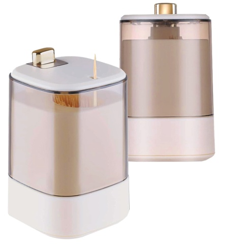 Automatyczny pojemnik na wykałaczki – dozownik higieniczny biało-złoty