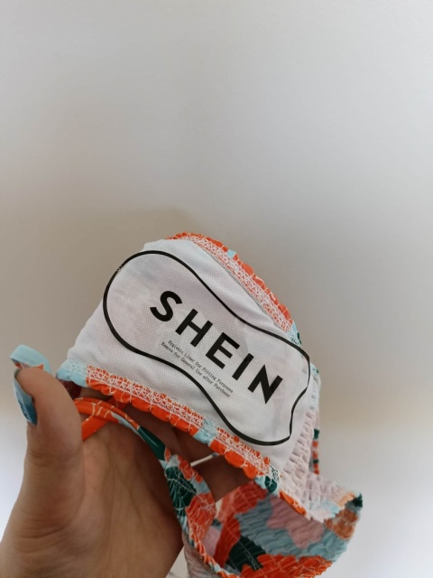 Bikini damskie SHEIN wiązane kolorowe kwiaty marszczone rozmiar L