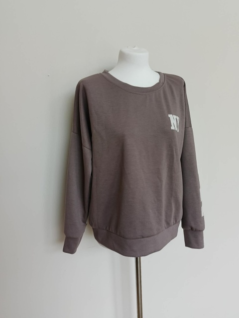Bluza damska oversize NY taupe – kawa z mlekiem New York Made in Italy