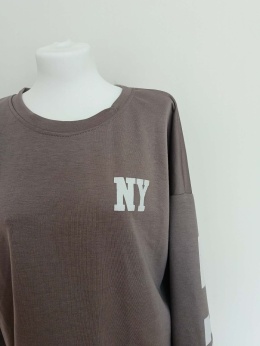 Bluza damska oversize NY taupe – kawa z mlekiem New York Made in Italy