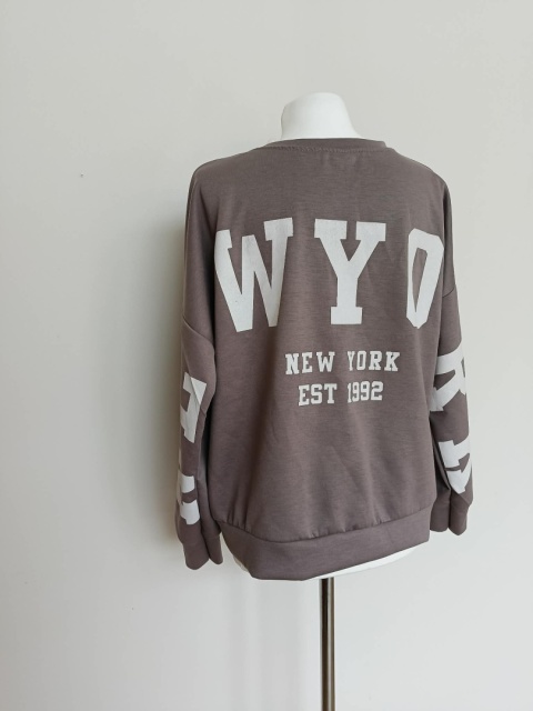 Bluza damska oversize NY taupe – kawa z mlekiem New York Made in Italy