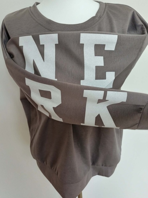 Bluza damska oversize NY taupe – kawa z mlekiem New York Made in Italy