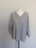 Bluzka damska XL biało-czarna wzorzysta luźna elegancka rękaw 3/4