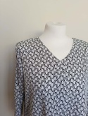 Bluzka damska XL biało-czarna wzorzysta luźna elegancka rękaw 3/4