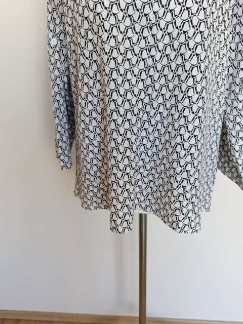 Bluzka damska XL biało-czarna wzorzysta luźna elegancka rękaw 3/4