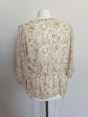 Bluzka damska NOTES DU NORD kremowa w złote róże elegancka kopertowa r.40