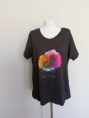 Bluzka damska TikTok czarna z perełkami – luźny T-shirt oversize