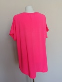 Bluzka damska TikTok neonowy róż z perełkami – T-shirt oversize