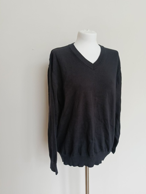 Czarny sweter męski V-neck 100% bawełna Boboyene – klasyczny sweter męski L