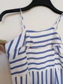 Kombinezon damski w paski niebiesko-bialy na ramiaczkach letni z falbana XS/S