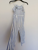 Kombinezon damski w paski niebiesko-bialy na ramiaczkach letni z falbana XS/S