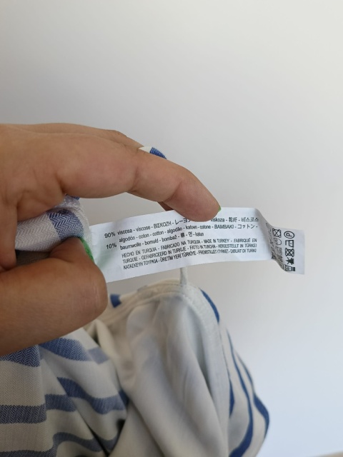 Kombinezon damski w paski niebiesko-bialy na ramiaczkach letni z falbana XS/S