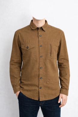 Koszula Unisex George Khaki – 100% Bawełna, Długi Rękaw, Kieszenie, Rozmiar S