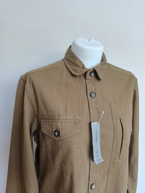 Koszula Unisex George Khaki – 100% Bawełna, Długi Rękaw, Kieszenie, Rozmiar S