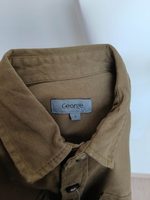 Koszula Unisex George Khaki – 100% Bawełna, Długi Rękaw, Kieszenie, Rozmiar S