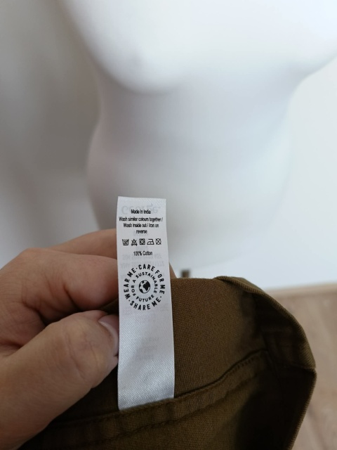 Koszula Unisex George Khaki – 100% Bawełna, Długi Rękaw, Kieszenie, Rozmiar S