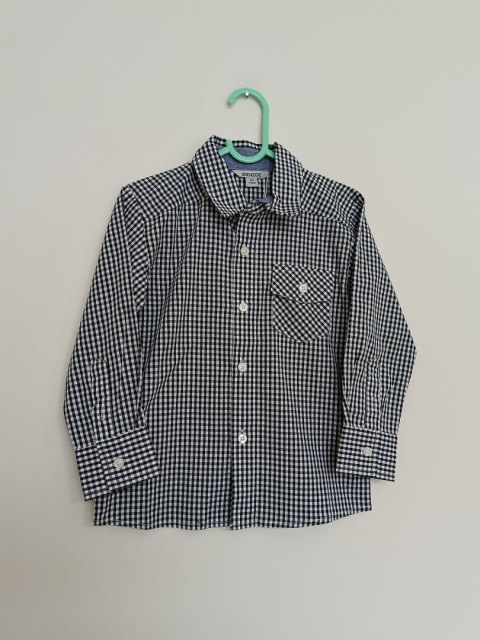 Koszula dziecięca w kratkę czarno-biała BIENZOE – bawełniana – nowa z metką – 4–5 lat