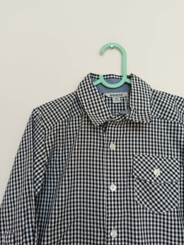 Koszula dziecięca w kratkę czarno-biała BIENZOE – bawełniana – nowa z metką – 4–5 lat