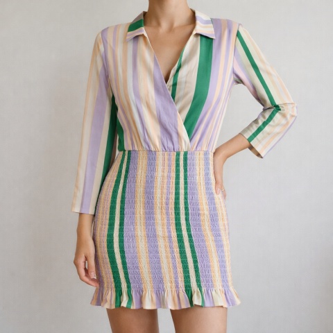 OBJECT – kolorowa sukienka kopertowa rozmiar M