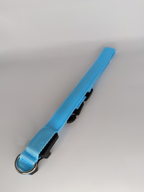 Obroża LED dla psa świecąca – niebieska, regulowana 46–52 cm