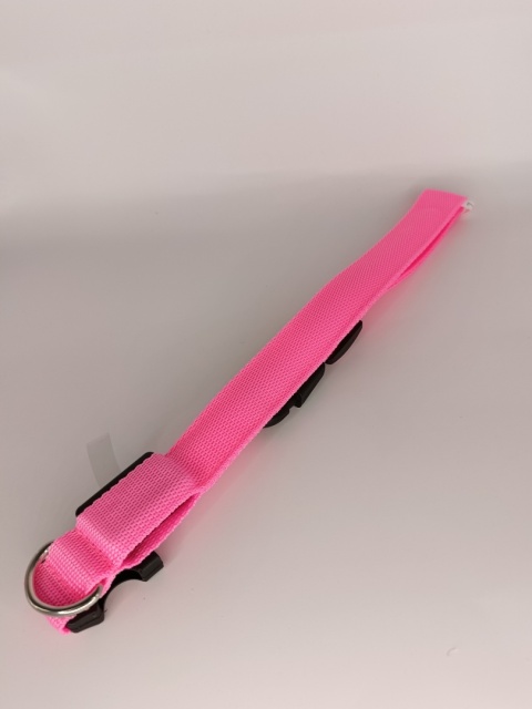 Obroża LED dla psa świecąca – różowa, regulowana 46–52 cm