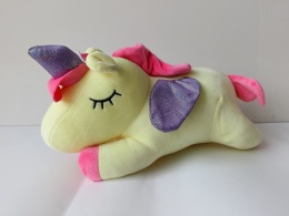 Pluszowy jednorożec maskotka żółto-różowy ✨ skrzydełka brokatowe