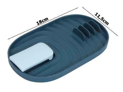 Podstawka kuchenna pod łyżki i pokrywkę | Ociekacz na 4 łyżki | Niebieska