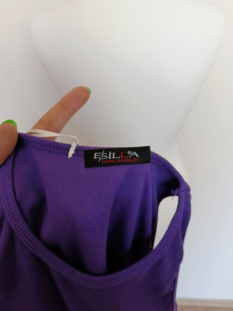 Fioletowy top damski crop z ozdobnymi cyrkoniami krótki elastyczny nowy z metką