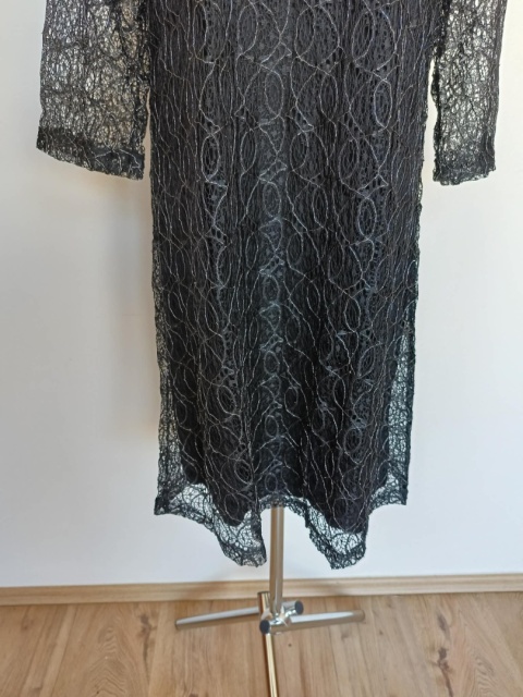 Czarna sukienka damska koronkowa Miss Classic elegancka rękaw 3/4 rozmiar 50 nowa z metką
